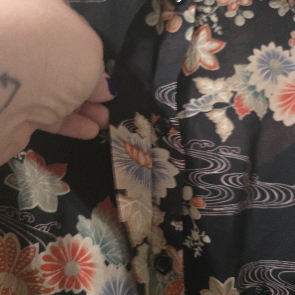 Molly Bracken Floral Print Ruffle Hem Midi Shirt Dress, Stretch Waist, EUC! - Picture 14 of 16